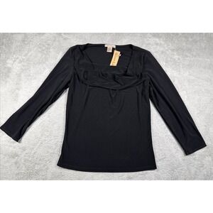 Susan Lawrence Women's Long Sleeve Cowl Neck Shirt Black Size Large NWT